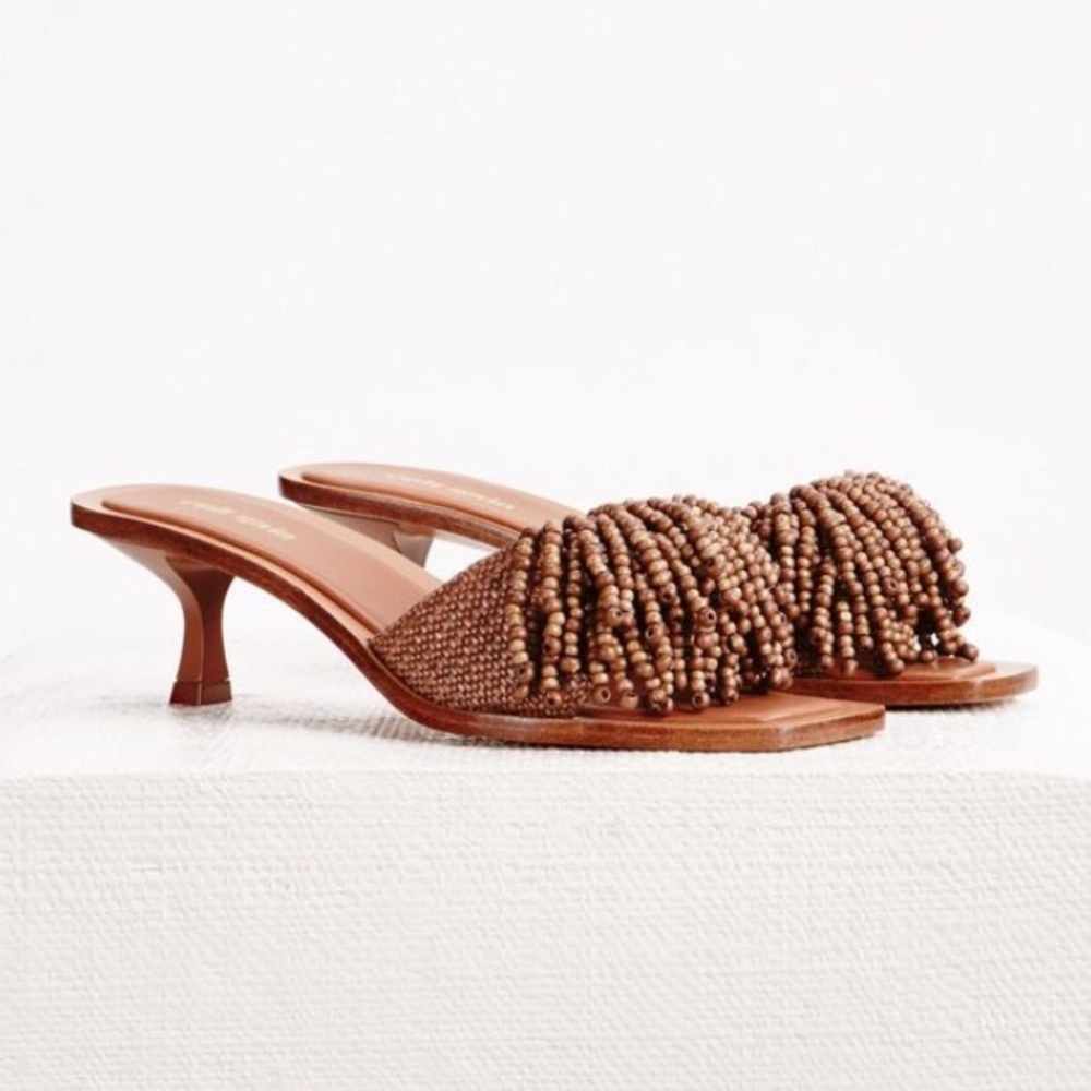 Cult Gaia Brown Beaded Heels